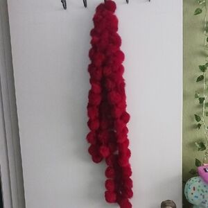 Red Pom Pom Scarf